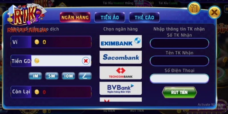 Quy trình nạp tiền Rikvip nhanh chóng và hiệu quả