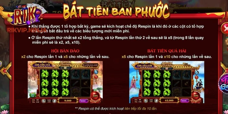 Bát Tiên Quá Hải Rikvip – Slot Game Hấp Dẫn Và Dễ Trúng Thưởng 3 Các đặc sắc ấn tượng trong trò chơi Bát Tiên Quá Hải tại Rikvip