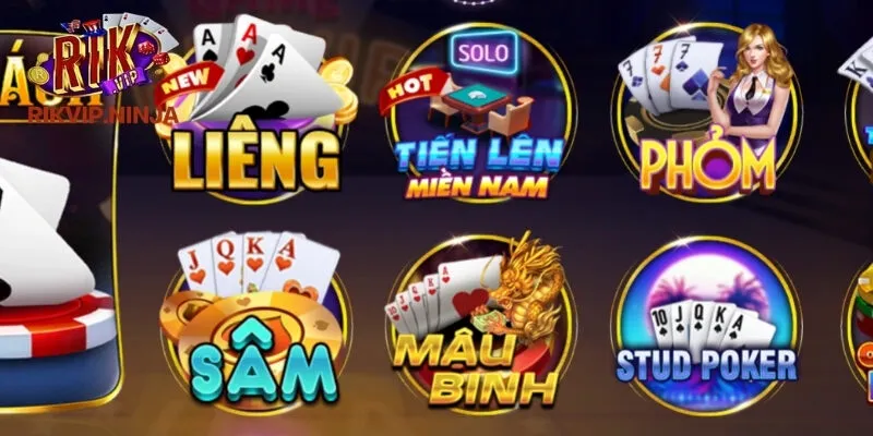 Danh sách các trò chơi bài Rikvip được nhiều người yêu thích